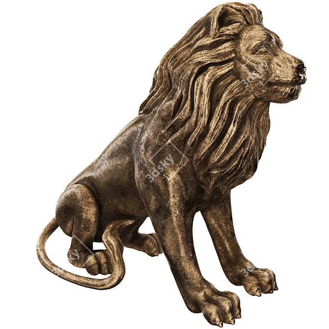 Regal Lion Statue 3D model image 2