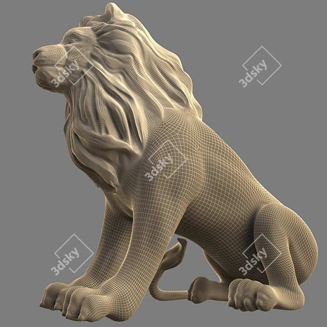 Regal Lion Statue 3D model image 4