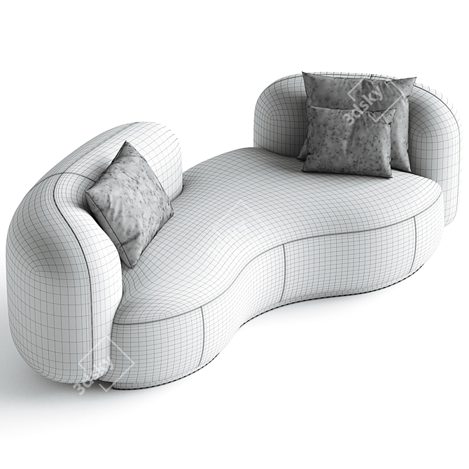 Modern 2-Seater Fabric Sofa 3D model image 3