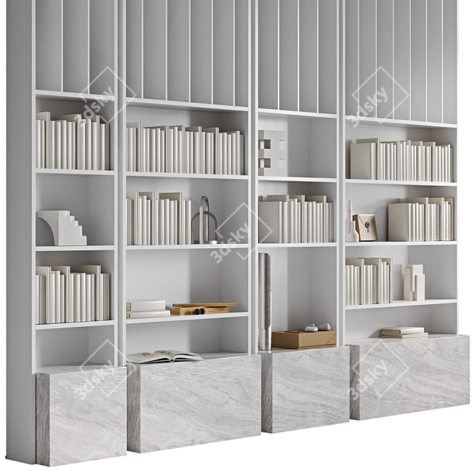 Modular White Display Shelf 3D model image 3