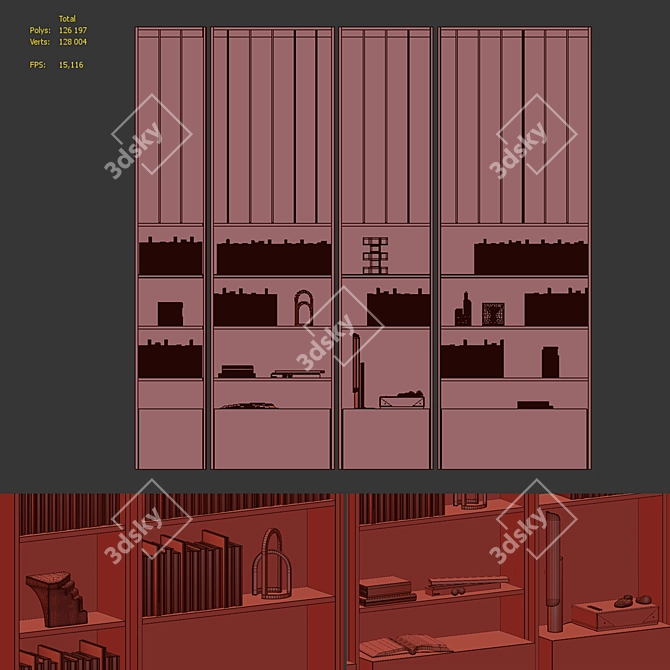 Modular White Display Shelf 3D model image 6