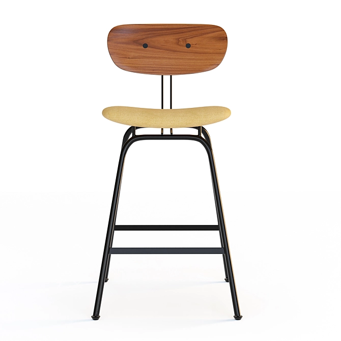 Sleek Black Iron College Stool 3D model image 2