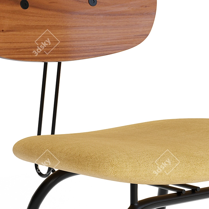 Sleek Black Iron College Stool 3D model image 3