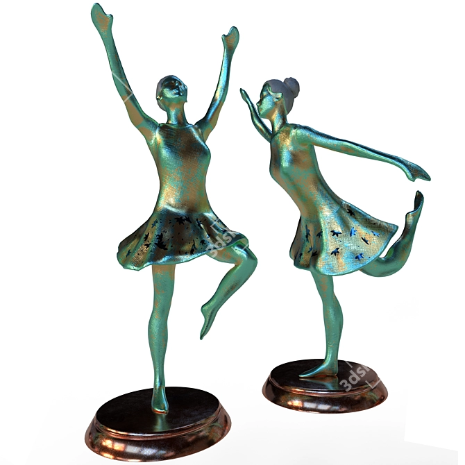 Elegant Dance Sculpture Art Display 3D model image 4