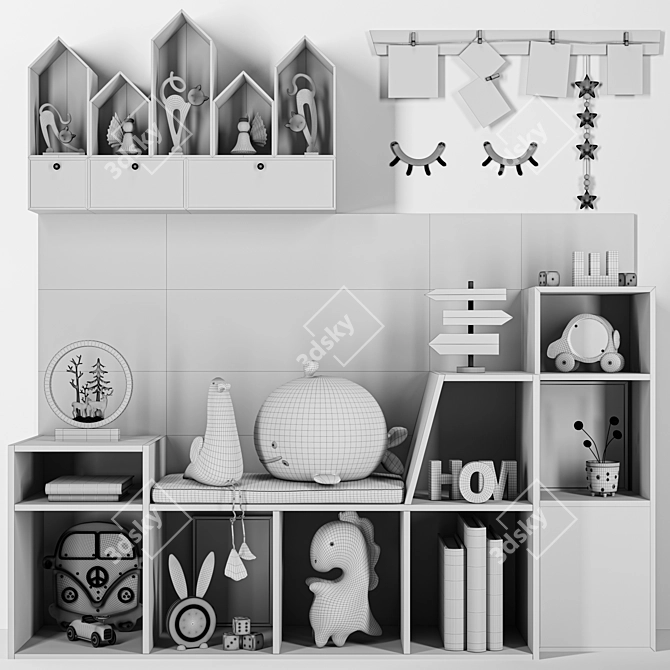 Kids Room Furniture Set & Accessories 3D model image 2