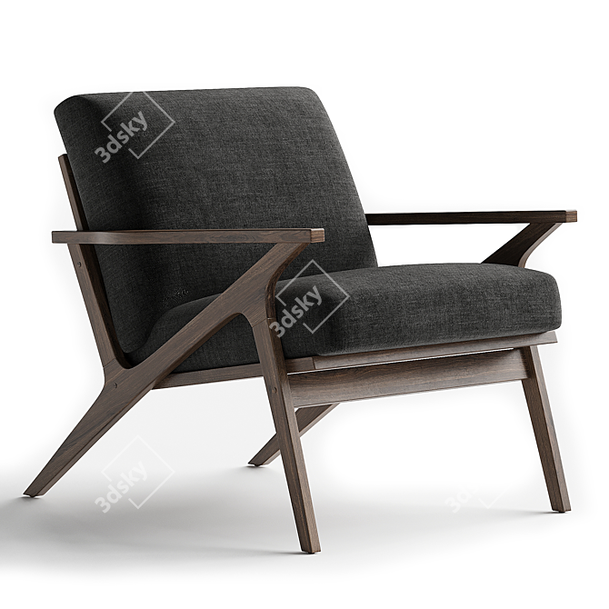 Modern Wood Frame Accent Chair 3D model image 2