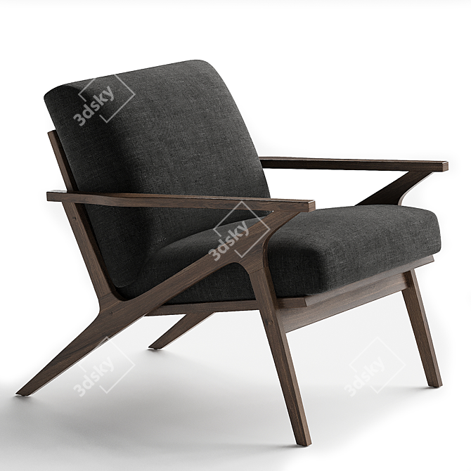 Modern Wood Frame Accent Chair 3D model image 8