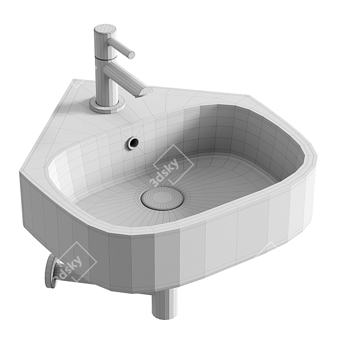 Modern Kai S Corner Basin 3D model image 3