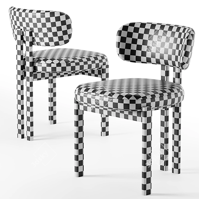 Modern Upholstered Metal Bay Chair 3D model image 3