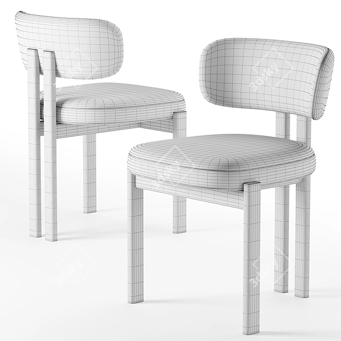 Modern Upholstered Metal Bay Chair 3D model image 4