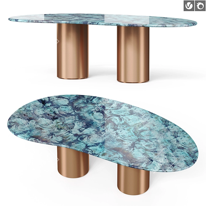 Modern Geometric Steel Table 3D model image 1