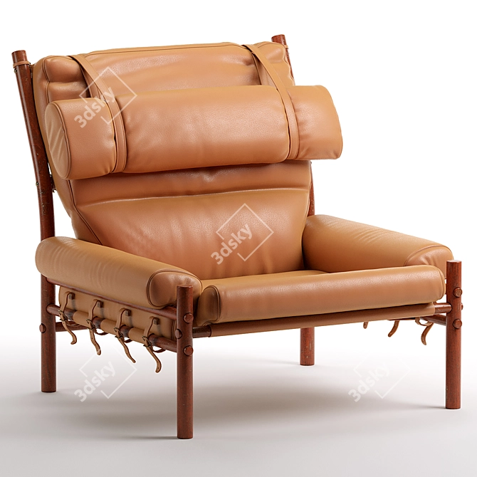 Scandi Modern Leather Lounge Chair 3D model image 1