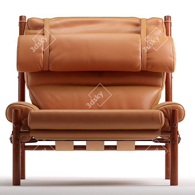 Scandi Modern Leather Lounge Chair 3D model image 2