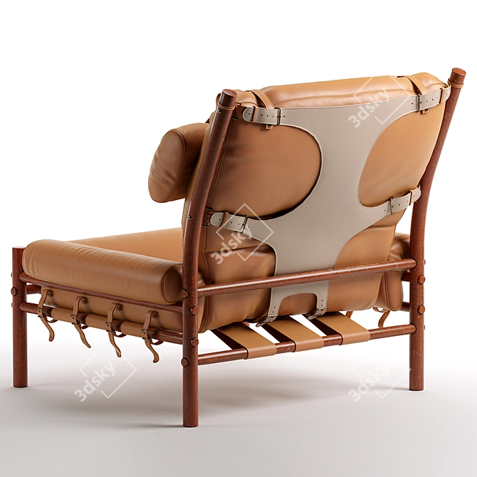 Scandi Modern Leather Lounge Chair 3D model image 3