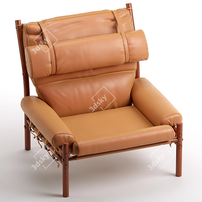 Scandi Modern Leather Lounge Chair 3D model image 4