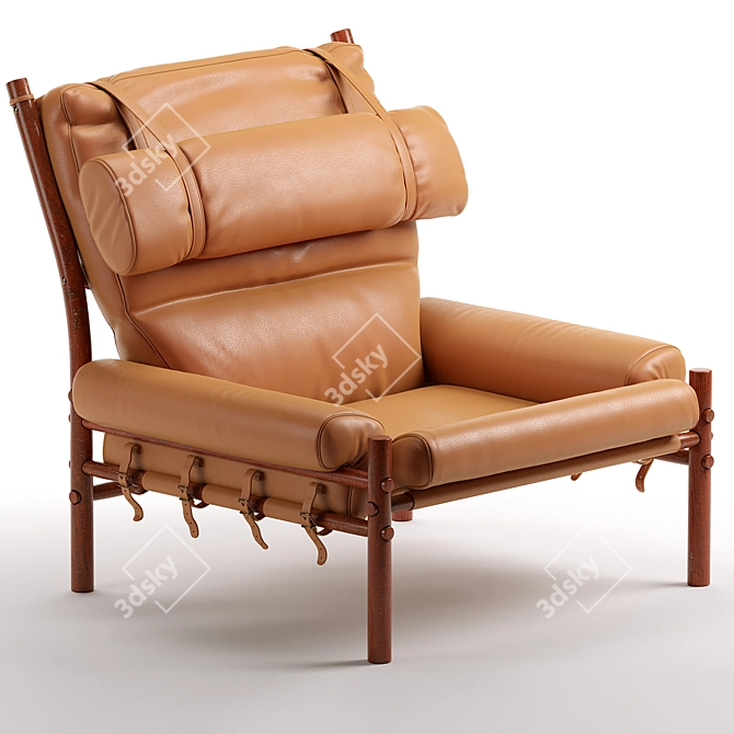 Scandi Modern Leather Lounge Chair 3D model image 5