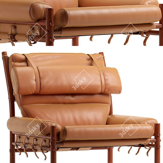 Scandi Modern Leather Lounge Chair 3D model image 6