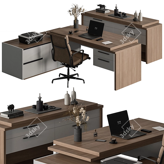 Executive Office Furniture Set 3D model image 1