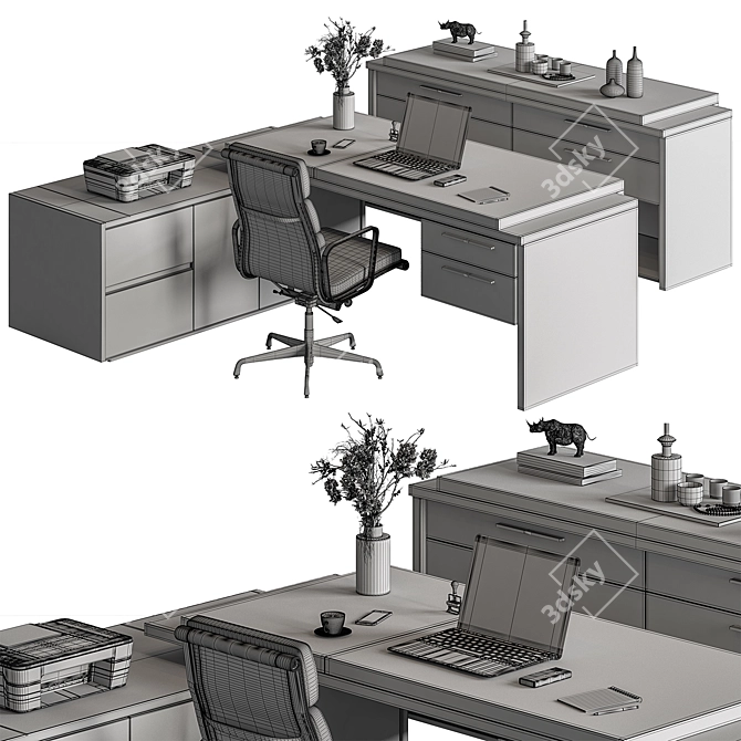 Executive Office Furniture Set 3D model image 4