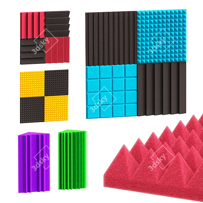 Acoustic Panels Kit - 6 Colors 3D model image 1