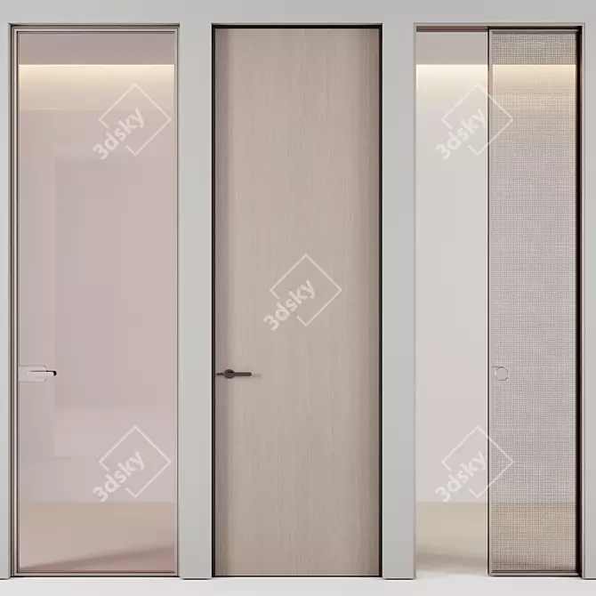 Modern Lualdi Door Set 3D model image 1