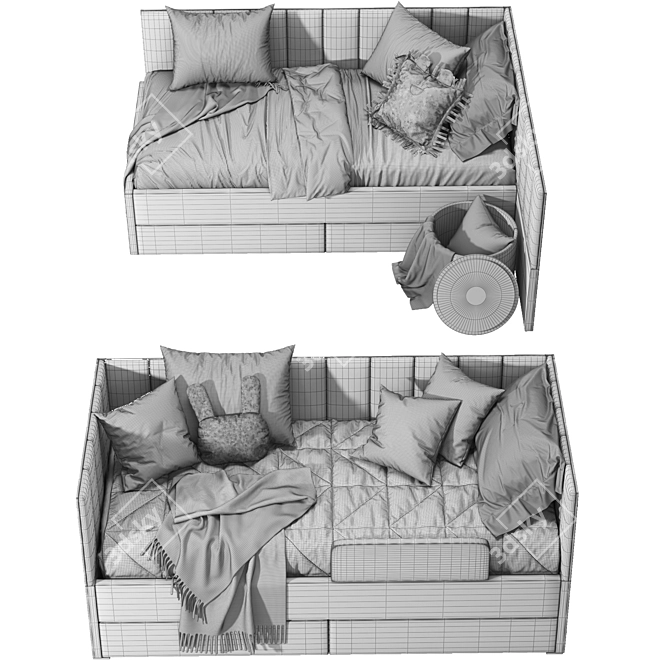 Elegant Wave Soft Bed 3D model image 5