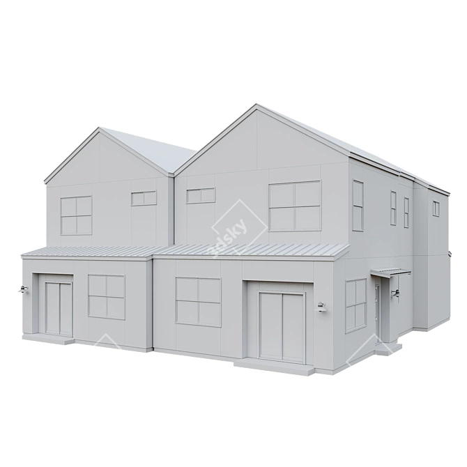 Cozy Low Poly American Home 3D model image 6