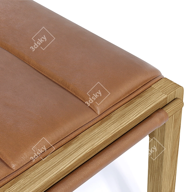 Aura Leather Bench, Mid-Century Style 3D model image 3