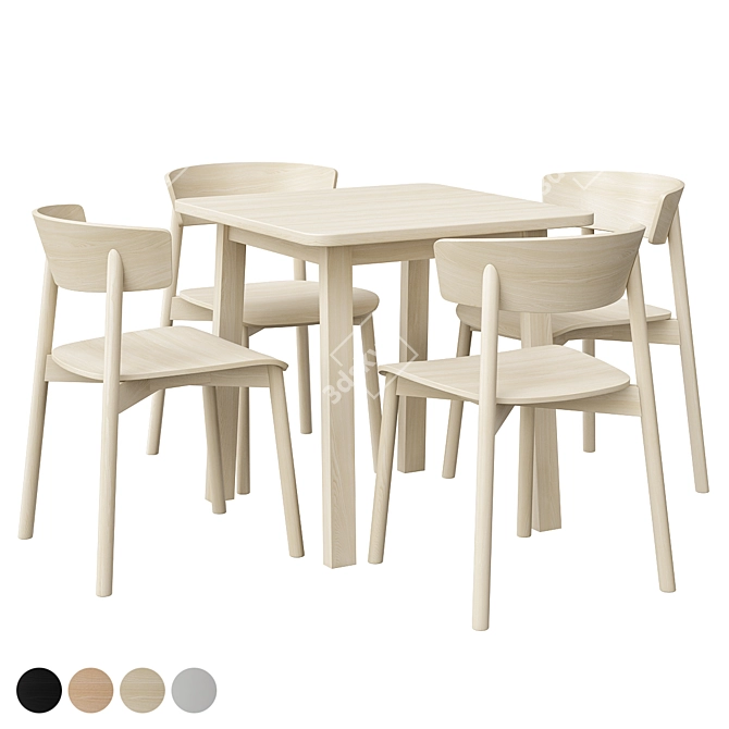 Scandinavian Birch Table & Chair 3D model image 2