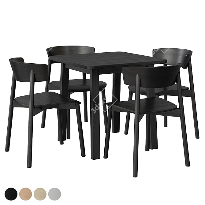 Scandinavian Birch Table & Chair 3D model image 3