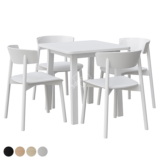 Scandinavian Birch Table & Chair 3D model image 4