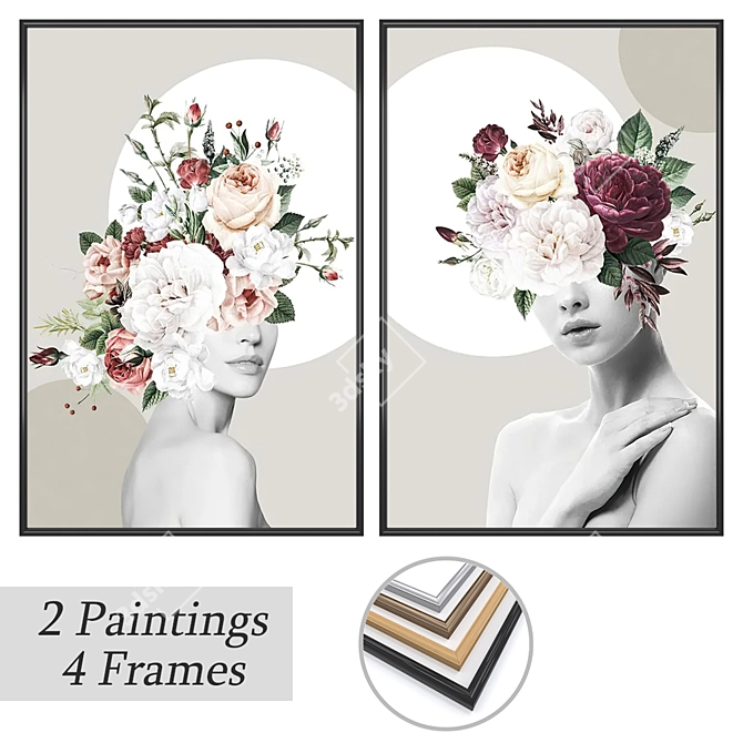 Gallery Wall Art Set with Frame Options 3D model image 1