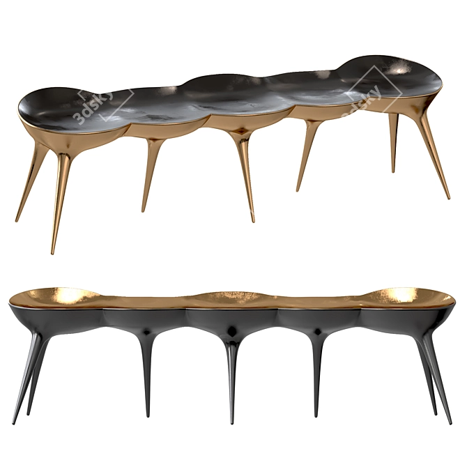 Modern Bronze Molecule Bench Furniture 3D model image 1