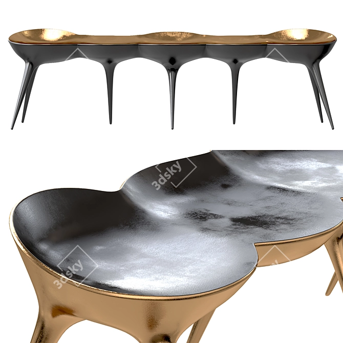 Modern Bronze Molecule Bench Furniture 3D model image 2