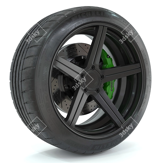 D2 Forged Rim Michelin Tire 3D model image 1