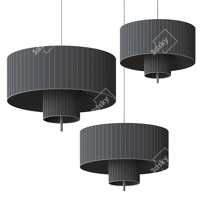 Tiered Textile Pendant Lamps Collection 3D model image 2