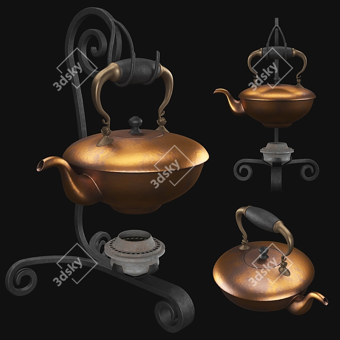 Antique Teapot 3D Model Kit 3D model image 1