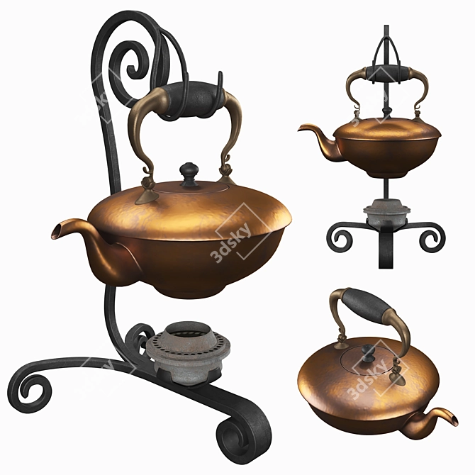 Antique Teapot 3D Model Kit 3D model image 6