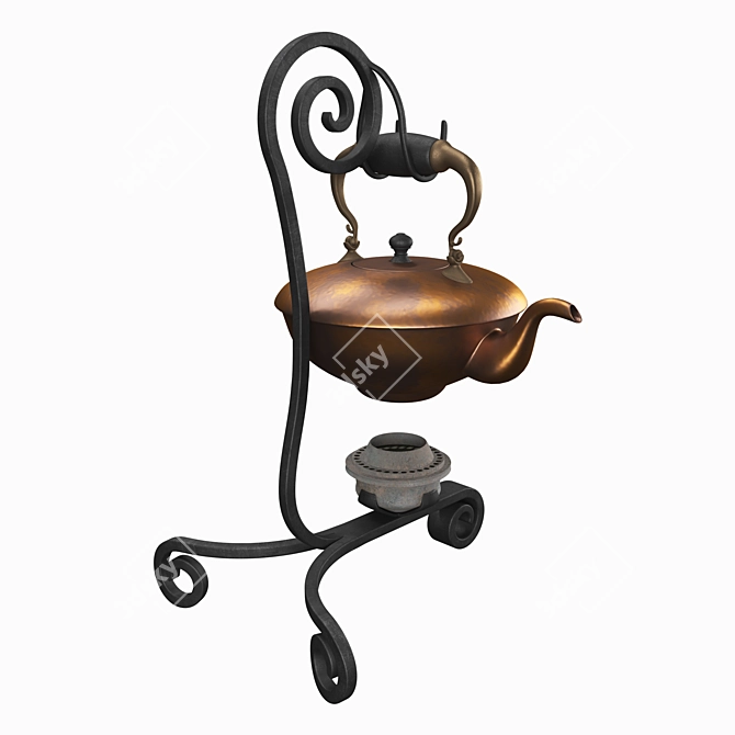 Antique Teapot 3D Model Kit 3D model image 9