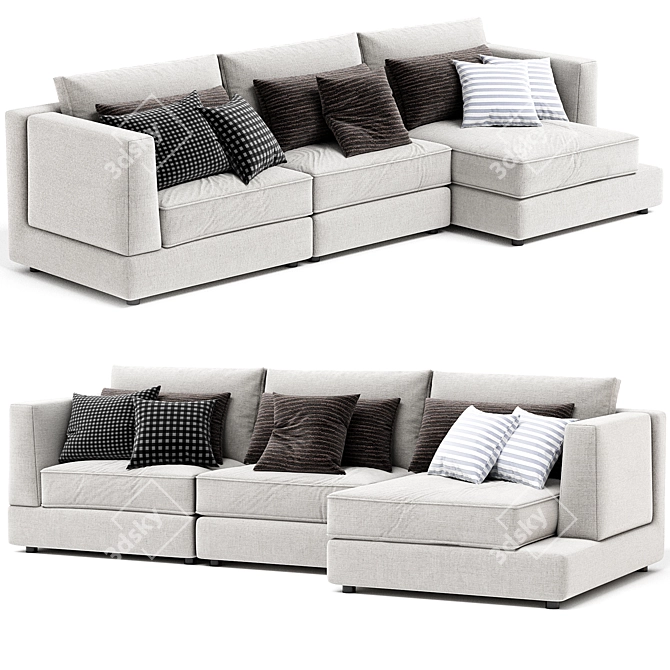 Stylish Layla Sofa with Chaise 3D model image 1