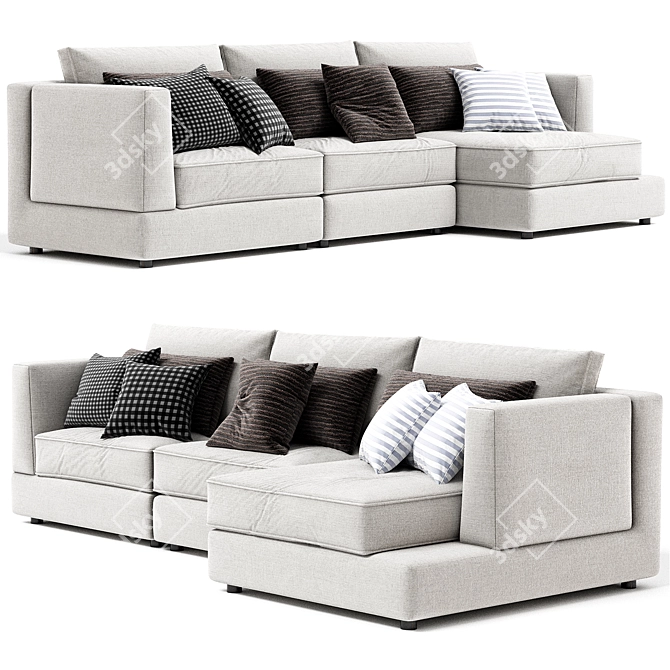 Stylish Layla Sofa with Chaise 3D model image 2