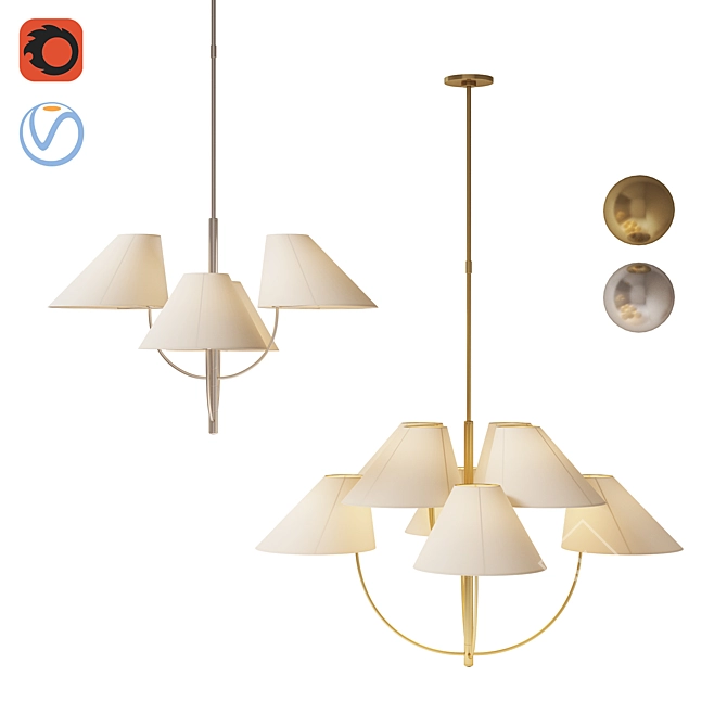 Kinsley Visual Comfort Chandelier Set 3D model image 1