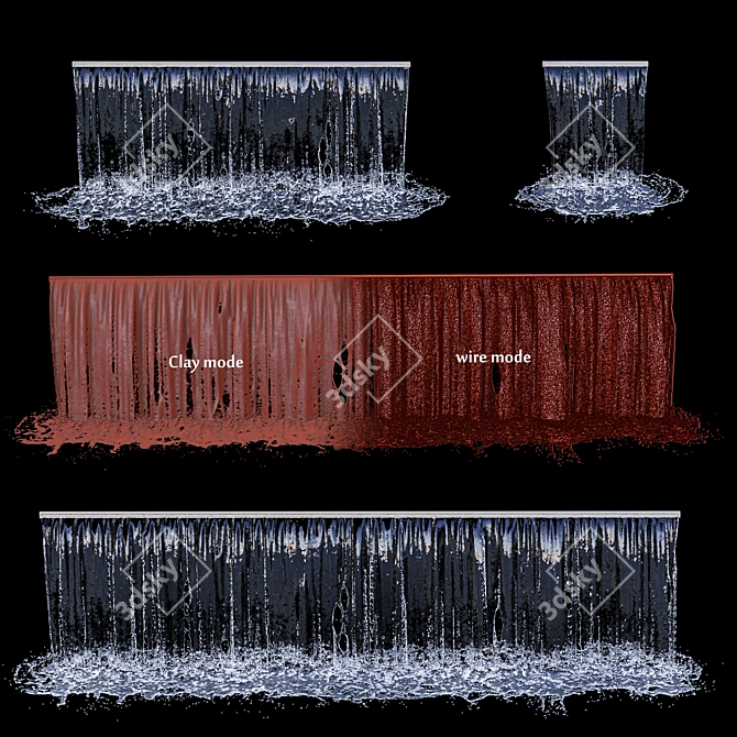 3-Piece Cascade Waterfall Fountains 3D model image 3