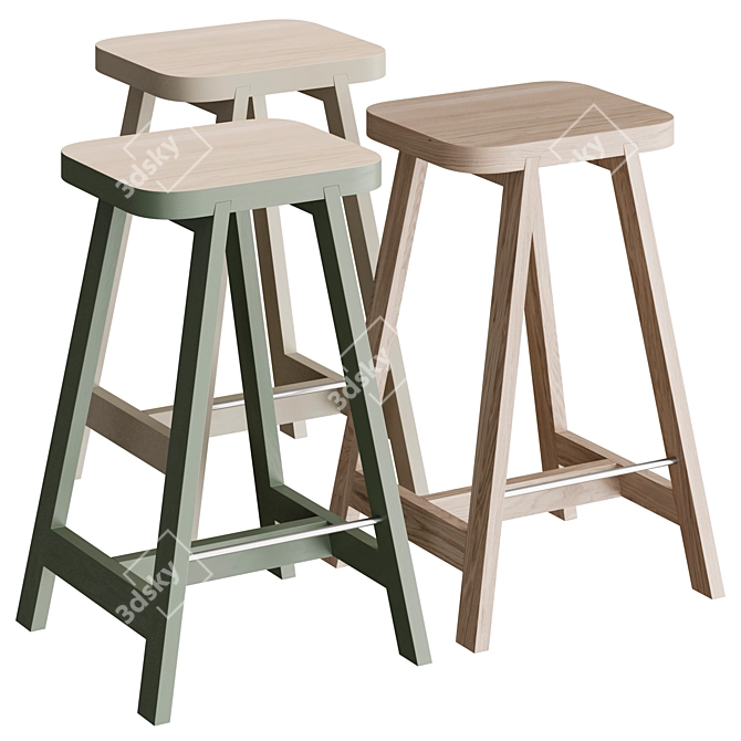 Oxford Green Beech Bar Stool 3D model image 1