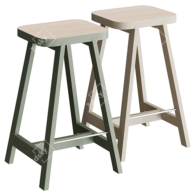 Oxford Green Beech Bar Stool 3D model image 2