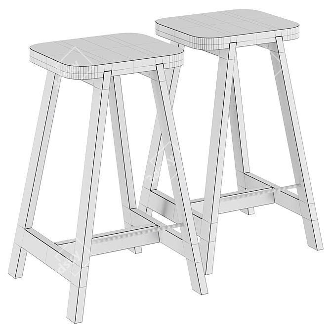 Oxford Green Beech Bar Stool 3D model image 3