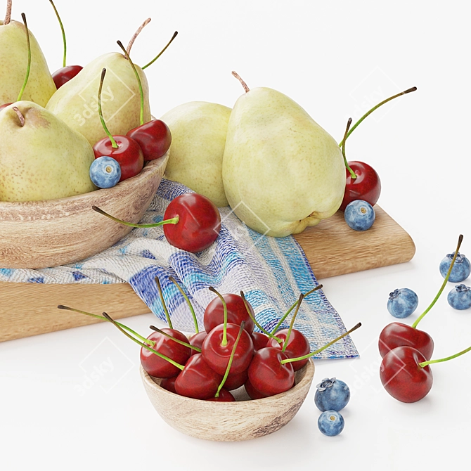 Fruitful Pears & Cherries Decorroupe 3D model image 3