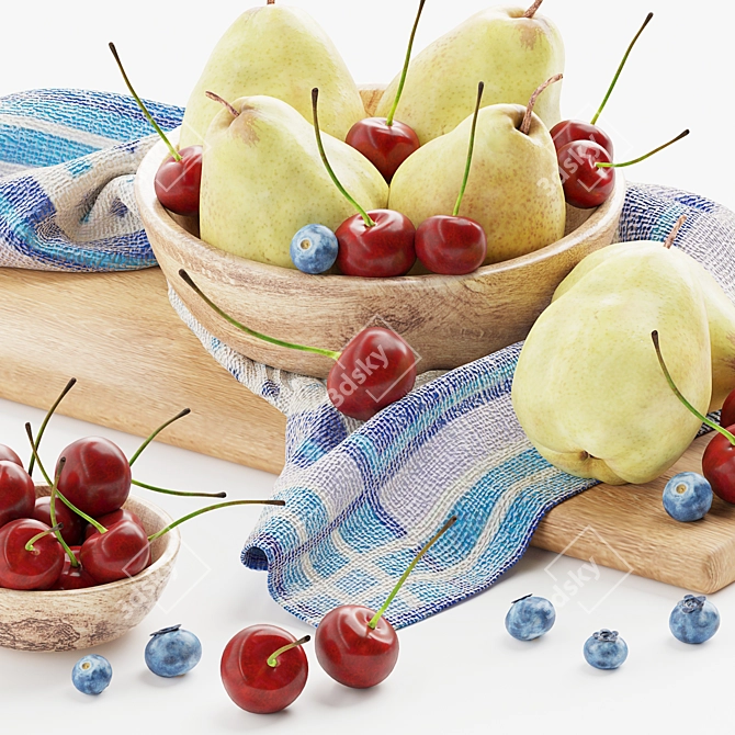 Fruitful Pears & Cherries Decorroupe 3D model image 4