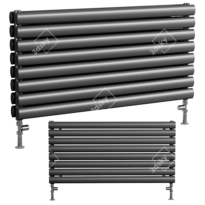 Textured Anthracite Horizontal Radiator 3D model image 1