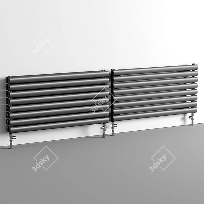 Textured Anthracite Horizontal Radiator 3D model image 2